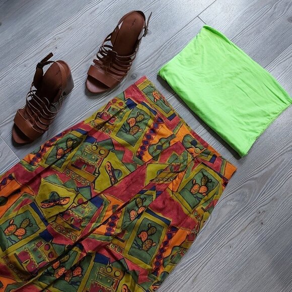 𝅺vintage MEXICAN CACTUS SOMBRERO FIESTA WRAP - Picture 10 of 13